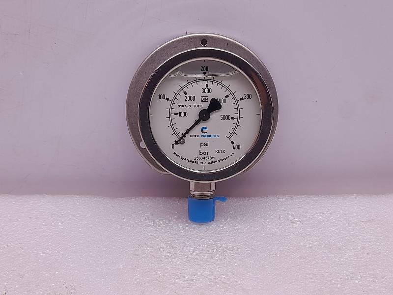 HITEC PRODUCTS/ STEWART 316 S.S  TUBE PRESSURE GAUGE  0-8000 PSI  0-550 BAR 