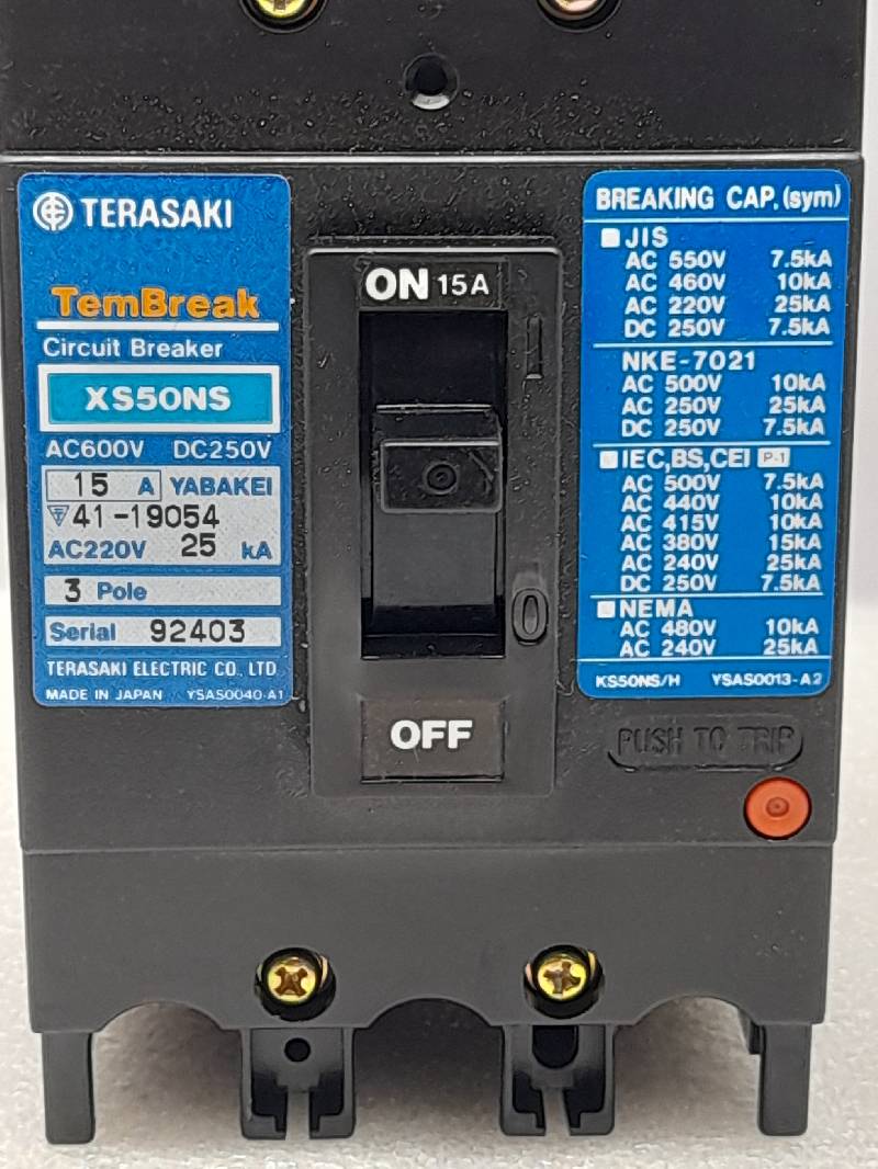 TERASAKI XS50NS  CIRCUIT BREAKER  AC600 V  DC 250V  3-POLE 