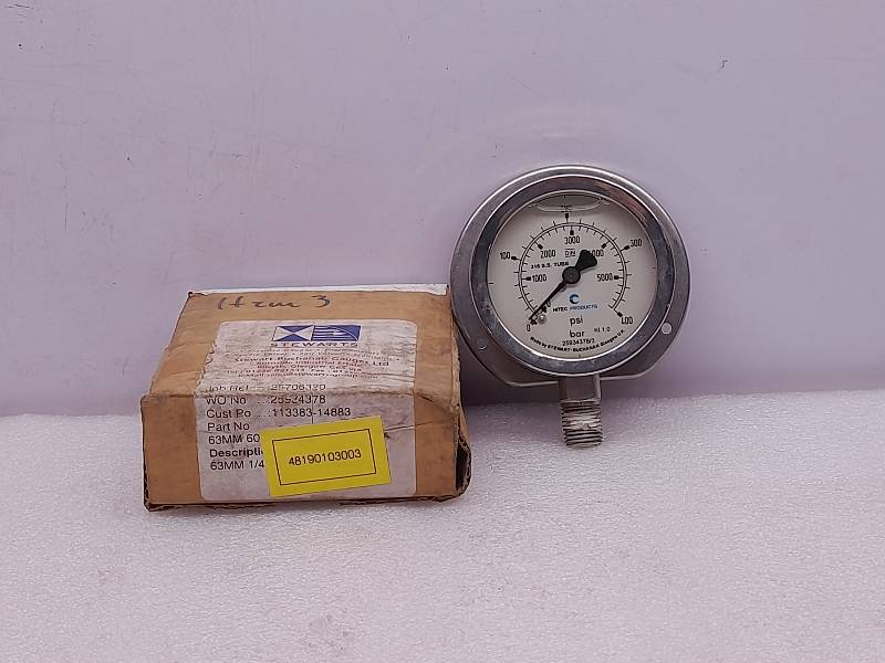 Hitec 25934378  Pressure Gauge  0-5000 PSI, 0-400bar 