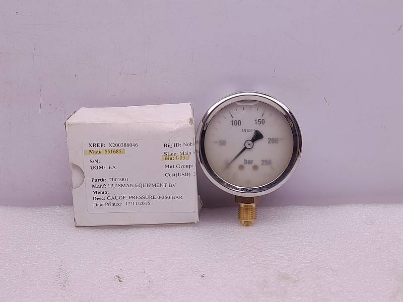 GASLI 2001001 EN 837-1  PRESSURE GAUGE HUISMAN EQUIPMENT  0-250 bar 