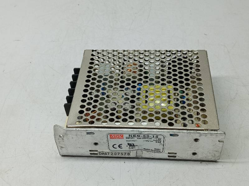 Mean Well NES-50-15 Switching Power Supply / Input: 100-240VAC 1.3A 50/60Hz