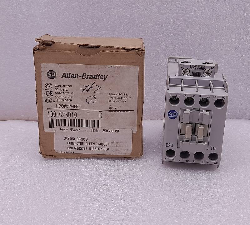 Allen-Bradley 100-C23D10  Contactor  3 Main Pole  1 N.O. AUX CONT