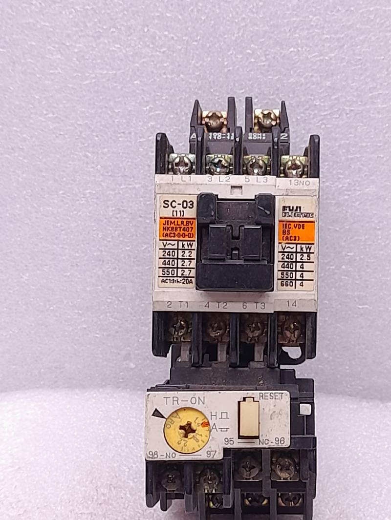 Fuji Electric SC-03  Magnetic Contactor  11A  600A 300Q , Fuji Electric TR-ON  Thermal Overload Relay  1.4-2.2A