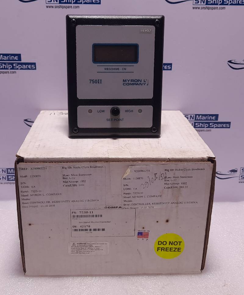 Myron L Company 753II-11 Resistivity Digital Monitor Controller 750II MEGOHMS-CM