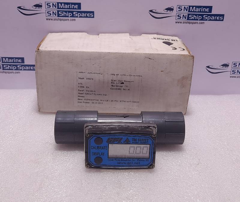 Great Plains GPI TM Series Water Meter TM100-N Water Flowmeter 1In PVC With NPT