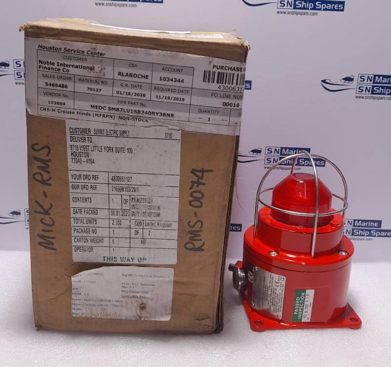 Eaton MEDC SM87LU1 Crouse Hinds SM87LU1SB240RY3BNR Steady Beacon 240VAC 0.12A 10W 50/60Hz