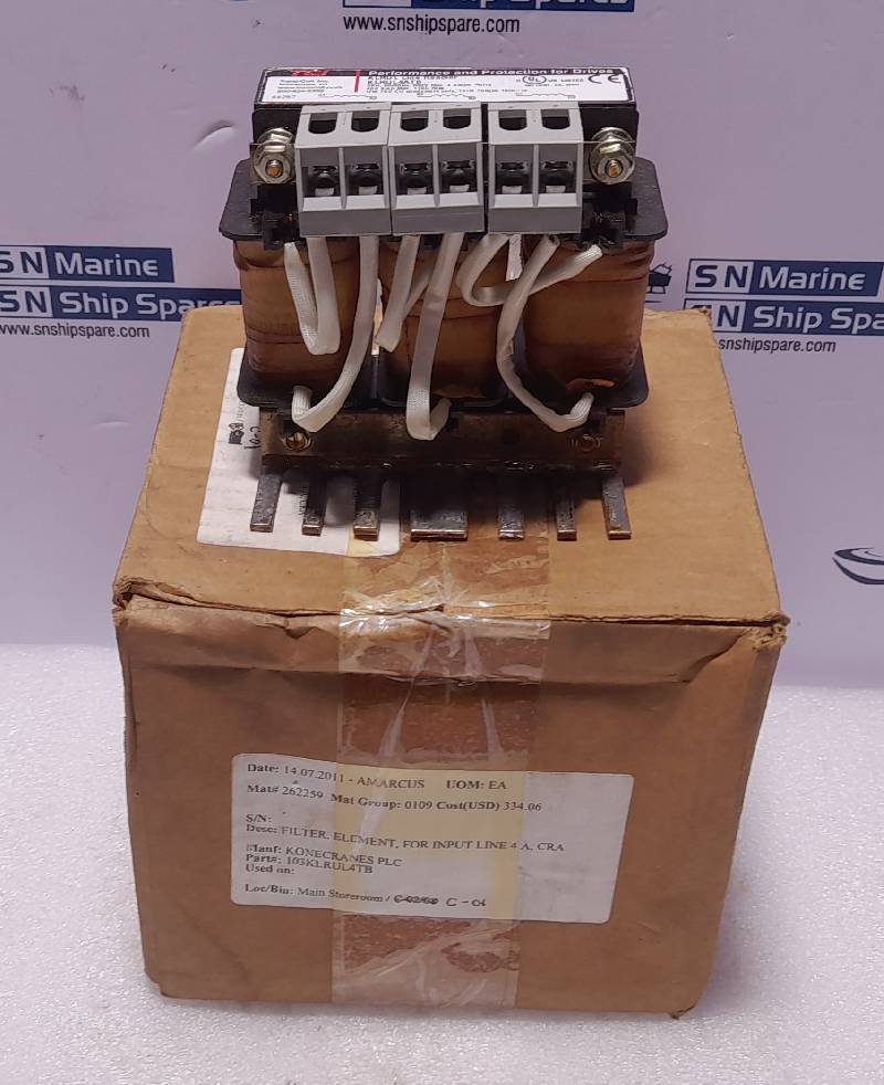 Trans-Coil TCI KLRUL Line Reactor KLRUL4ATB 3PH 50/60Hz 600V Max 4A 4ATB