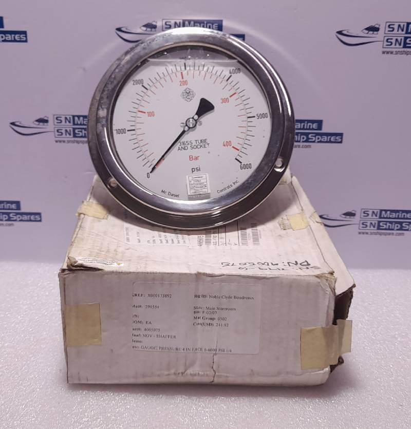 Mc Daniel 7179-5 0-400 Bar 0-6000 PSI NOV 4005075 Pressure Gauge 4In Face