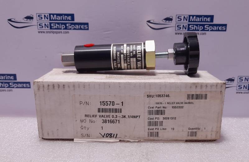 Haskel 15570-1 Relief Valve Adjustable Range 300 PSIG To 3000 PSIG NOV 1552202