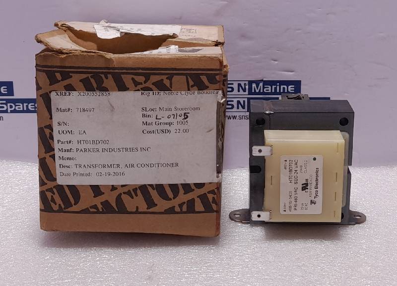 Tyco 4600-10J15AE28 Transformer Carrier HT 01BD 702 75VA 60Hz Pri 460VAC Sec 24VAC