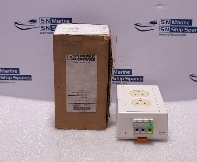 Phoenix Contact 5600461 Rev J Socket 125VAC 15A Max EM-DUO 120/15 Outlet