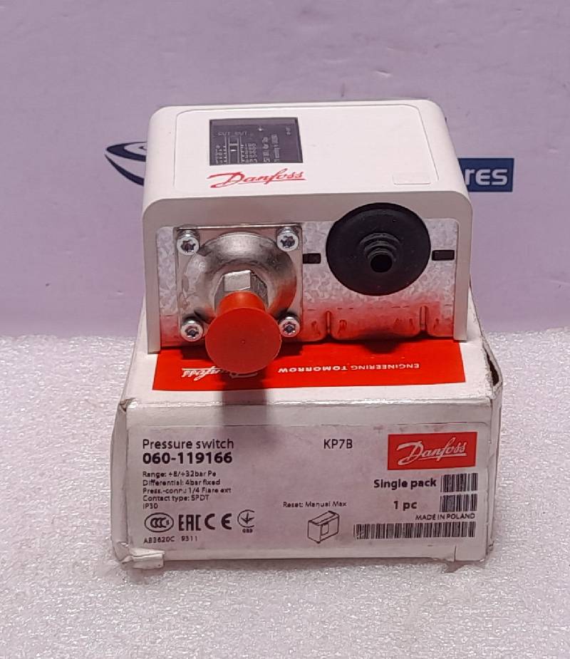 Danfoss 060-119166 Pressure Switch KP7B Range +8/+32 Bar Pe Differential 4 Bar