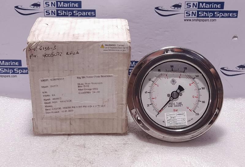 McDaniel Controls 0-200 PSI 0-14 Bar ¼” NPT Pressure Gauge NOV Shaffer 4005072