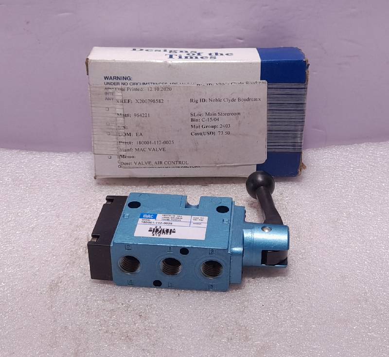 MAC Valve 180001-112-0025 Air Control Valve VAC To 150 PSI