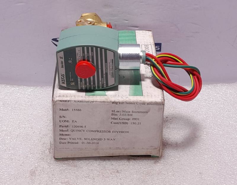 Asco 2014706338 Solenoid Valve Quincy 120496-5 120V60Hz 110V50Hz 10.1W