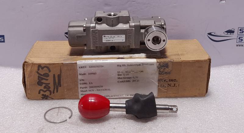 Versa VNL-3301-316 Three Way Valve Min-Max VAC-200 PSIG VAC-14 Bar