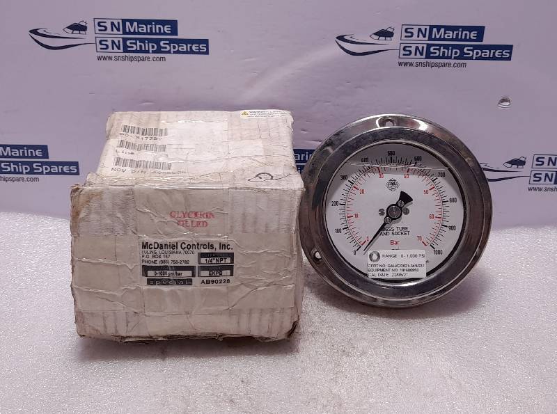 McDaniel Controls 0-1000 PSI 0-70 Bar ¼” NPT Pressure Gauge NOV Shaffer 4005506