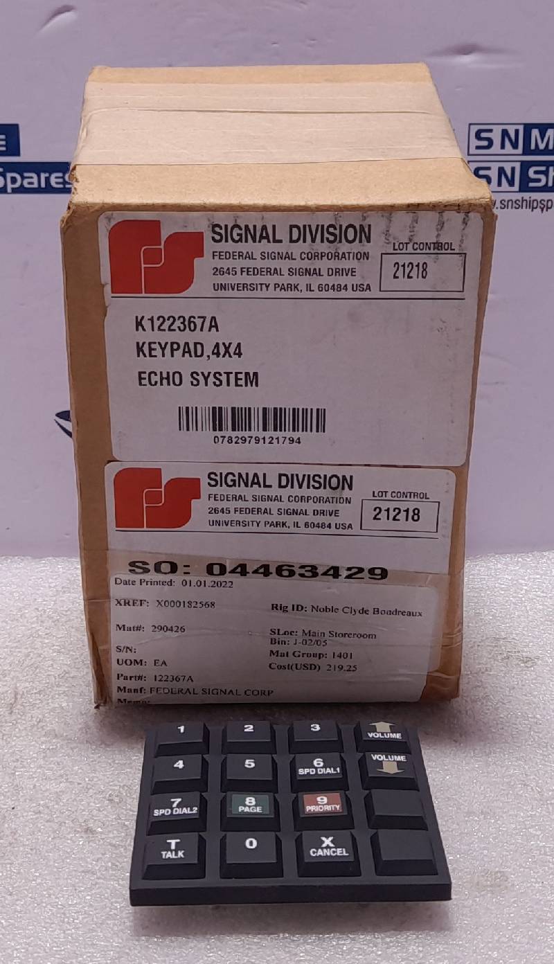 Federal Signal K122367A Keypad 4X4 Echo System 122367A Rev A4