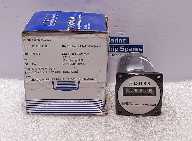 NOV Ross Hill 0000-6905-90 Hour Meter Non-Reset 120VAC 60Hz 0000690590