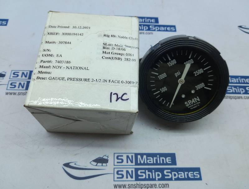 Span 02-0867-X Pressure Gauge 0-3000Psi 2-1/2 In Face Nov-National 7403186