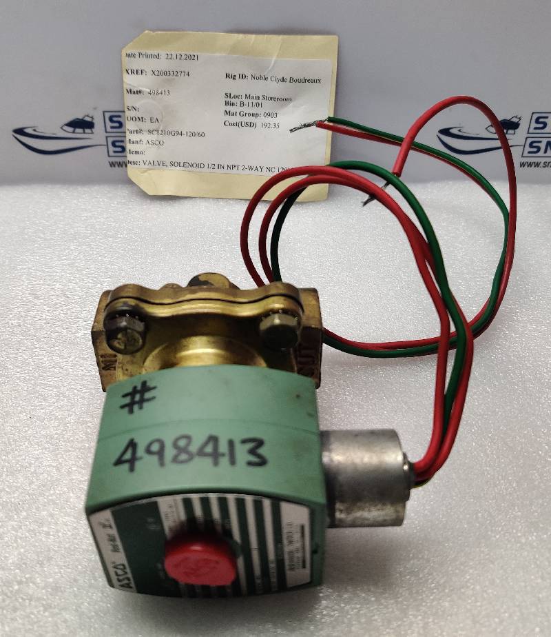 Asco 8210G94 Solenoid Valve ½ IN NPT 120Vac